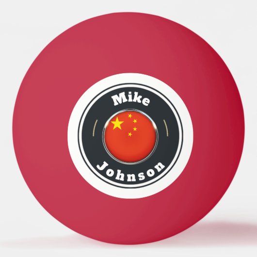 Ping Pong Ball - Custom China Flag voeg naam toe (Voorkant)