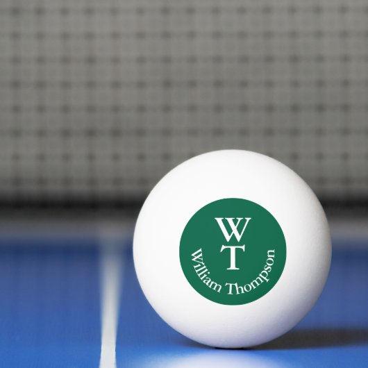 Ping Pong Ball met Naam en 2 Initialen Groen (Net)