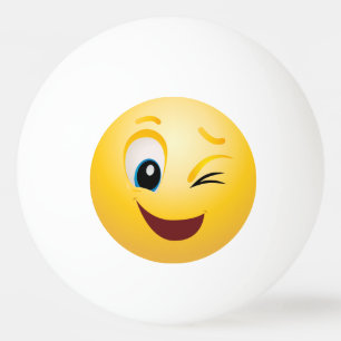 Ping Pong Ballen - Knipogende Emoji Gelukkig Gezic