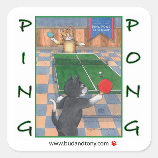 Ping Pong Cats Bud & Tony Sticker (Voorkant)
