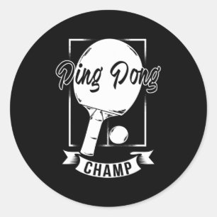 Ping Pong Champ Fun Table Tennis Player T-shirt Ronde Sticker