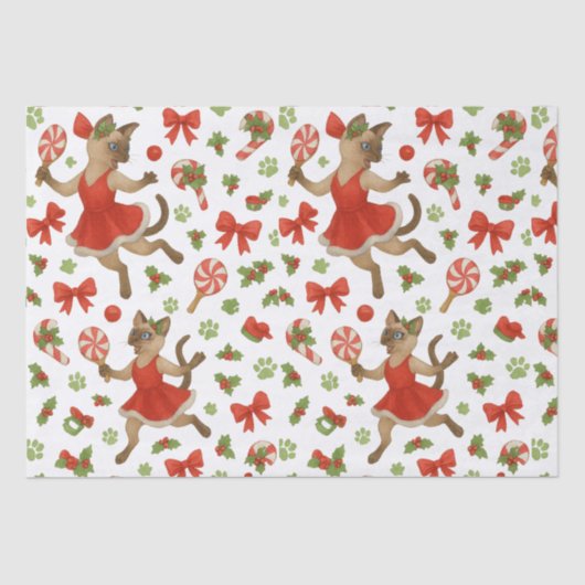 Ping Pong Christmas themed for Siamese Cat Lovers  Tissuepapier (Voorkant)