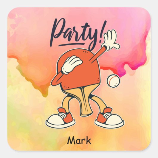 Ping Pong dabbing Table Tennis party grappig Vierkante Sticker (Voorkant)