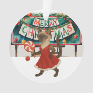 Ping Pong Kerst Thema voor Siamese Kat liefhebbers Ornament