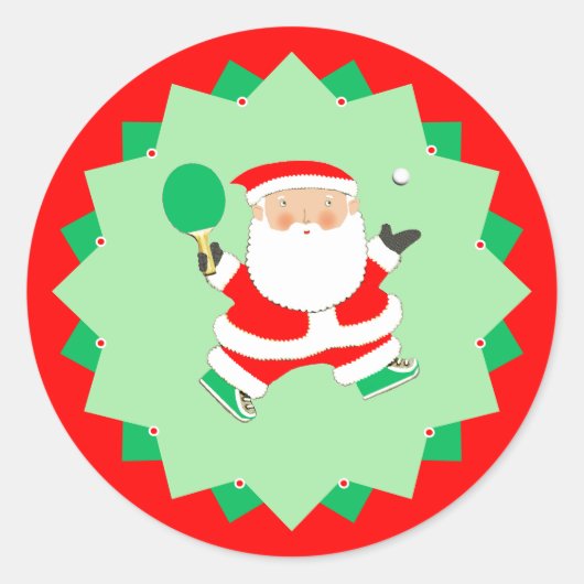 Ping-Pong Kerstcadeau Ronde Sticker (Voorkant)