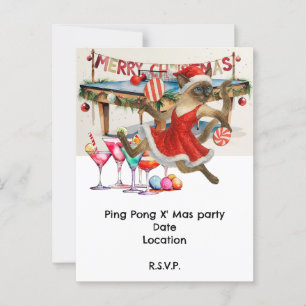 Ping Pong Kerstthema voor Siamese Kat Liefhebbers Briefkaart