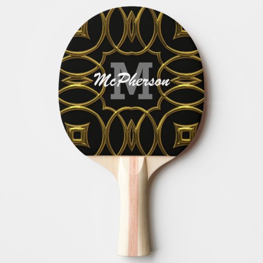 Ping Pong Koninklijk Patroon met monogram en naam Tafeltennisbatje (Voorkant)
