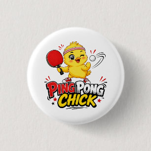 Ping Pong Kuiken Cute Tafel Tennis Ontwerp Ronde Button 3,2 Cm