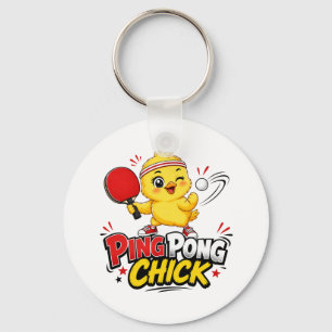 Ping Pong Kuiken Cute Tafel Tennis Ontwerp Sleutelhanger