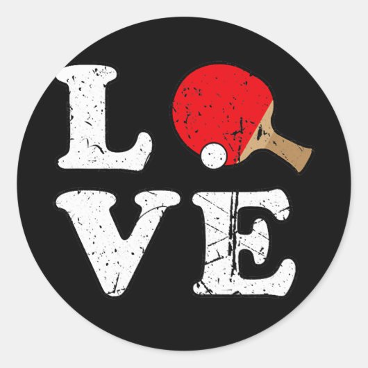 Ping Pong Love Table Tennis  Ronde Sticker (Voorkant)