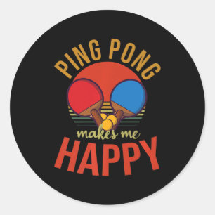 Ping Pong maakt me Happy Design Table Tennis Ronde Sticker