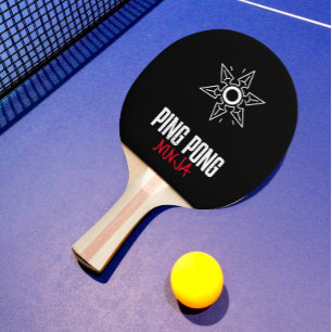 Ping pong ninja moderne rode en witte tekst tafeltennisbatje