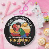 Ping Pong nooit Onderschat oud man Ping Pong Papieren Bordje (Feest)