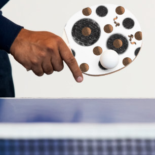 Ping Pong Paddle Abstract Zwart Circulair Tafeltennisbatje