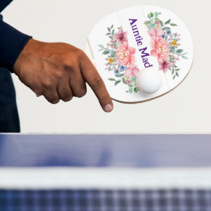 Ping Pong Paddle Bloemen Roze Pastel Tafeltennisbatje