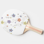Ping Pong Paddle Bloemen Roze Pastel Tafeltennisbatje (Zijkant)