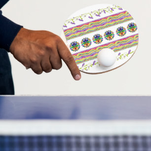 Ping Pong Paddle Kleurrijke Bloemen Tafeltennisbatje
