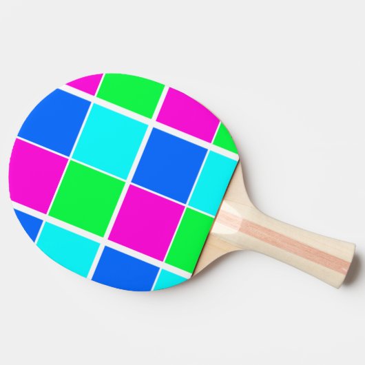 Ping Pong Paddle Kleurrijke Heldere Vierkantjes Tafeltennisbatje (Zijkant)