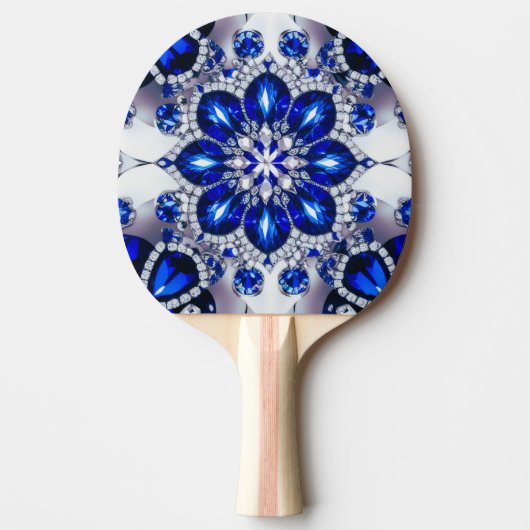 Ping pong paddle met blauw witte kleuren tafeltennisbatje (Voorkant)
