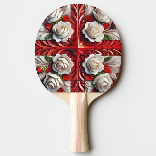 Ping pong paddle met Engelse Rozen Design Tafeltennisbatje (Achterkant)