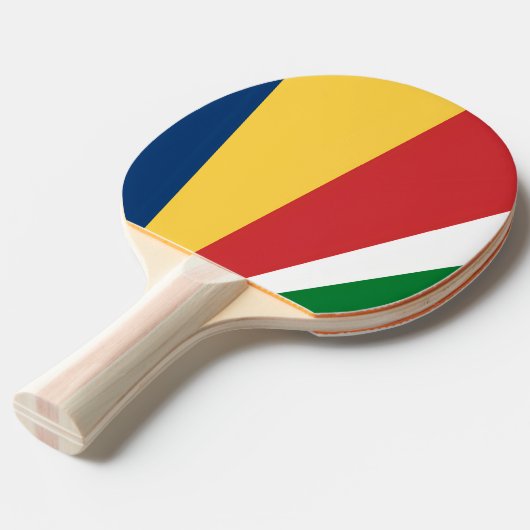 Ping pong paddle met Seychellen kleuren Tafeltennisbatje (Voorkant Gekanteld)