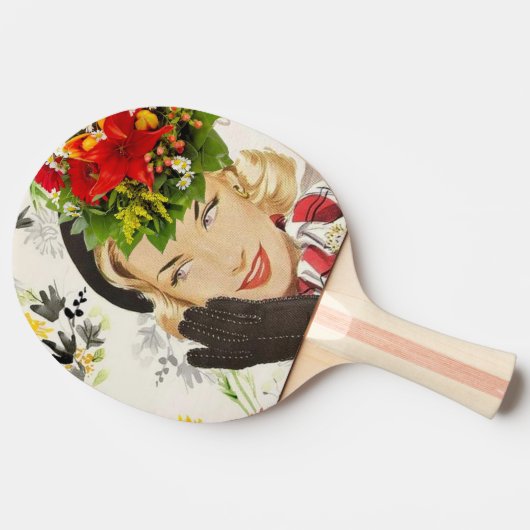 Ping Pong Paddle Vrouw Bloemen Tafeltennisbatje (Zijkant)