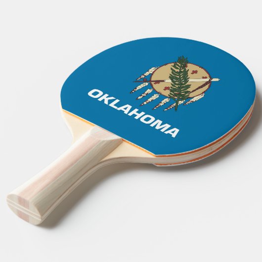 Ping pong paddle with Flag of Oklahoma State, VS Tafeltennisbatje (Voorkant Gekanteld)