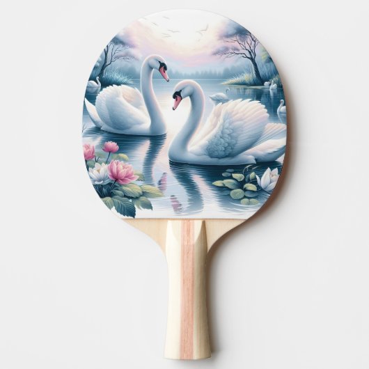 Ping Pong Paddle - Zwanen in een rustige Lily Pond Tafeltennisbatje (Voorkant)