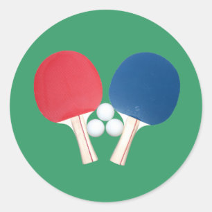 Ping Pong Paddles en Balls Ronde Sticker