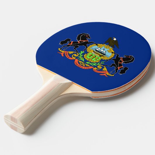 Ping pong peddel met vlag van Pennsylvania, Vereni Tafeltennisbatje (Voorkant Gekanteld)