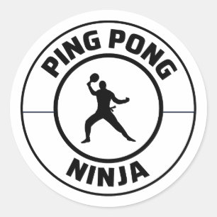 Ping Pong Player Table Tennis Coach Ronde Sticker
