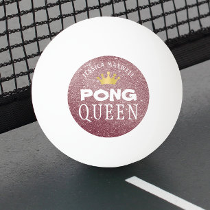 PING PONG QUEEN Roos Gold Glitter Naam Pingpongballen
