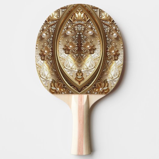 Ping Pong Raquette de ping-pong dorée ornée (Devant)