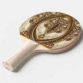 Ping Pong Raquette de ping-pong dorée ornée (Devant Angle)