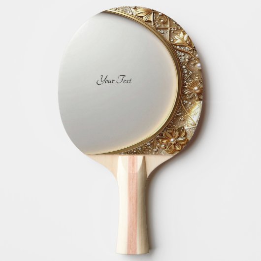 Ping Pong Raquette de ping-pong dorée ornée (Devant)