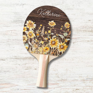 Ping Pong Raquette de ping-pong en bois champ de tournesols 