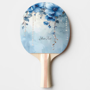 Ping Pong Raquette de ping-pong Fleurs bleues et perles