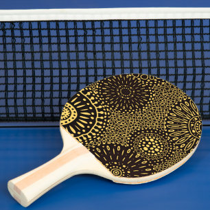 Ping Pong Raquette de ping-pong florale ethnique en or noir