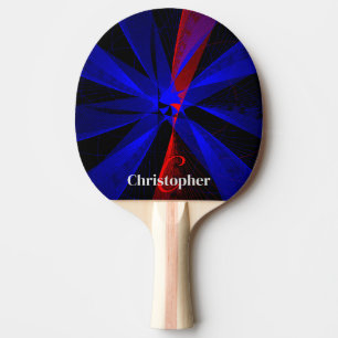 Ping Pong Raquette de ping-pong géométrique abstraite bleue