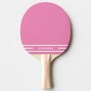Ping Pong Raquette de ping-pong rose et blanche avec nom