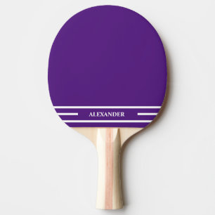 Ping Pong Raquette de ping-pong violette et blanche avec nom