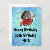 Ping pong Table Tennis Carte Anniversaire (Devant / Derrière)