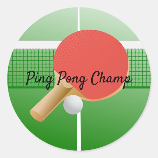 Ping Pong Table Tennis Design Ronde Sticker (Voorkant)