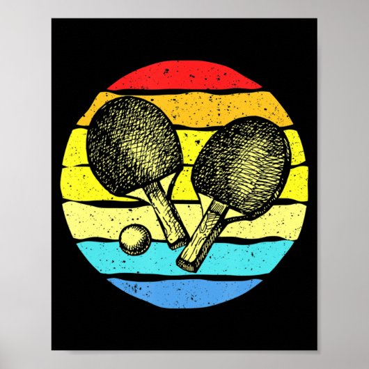 Ping Pong Table Tennis Lovers Retro Poster (Voorkant)