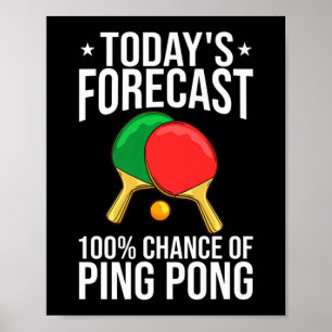 Ping Pong Table Tennis Player Balls Paddle Game Poster