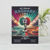 Ping Pong verjaardagsuitnodiging Kaart (Staand voorkant)