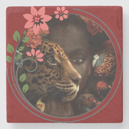 Ping pong vibes  stenen onderzetter (Voorkant)