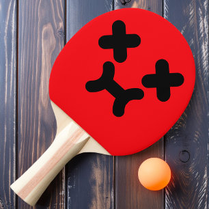 Ping Pong Visage renfrogné hagard Raquette de ping-pong roug