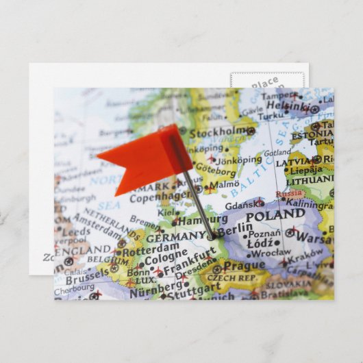 Pingle de carte placée à Berlin, Allemagne sur la (Devant / Derrière)