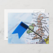 Pingle de carte placée à Londres, Royaume-Uni sur  (Devant / Derrière)
